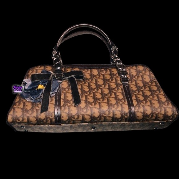 Christian Dior Vintage Brown and Black Monogram Oblique Trotter Logo Handbag - Picture 10 of 12